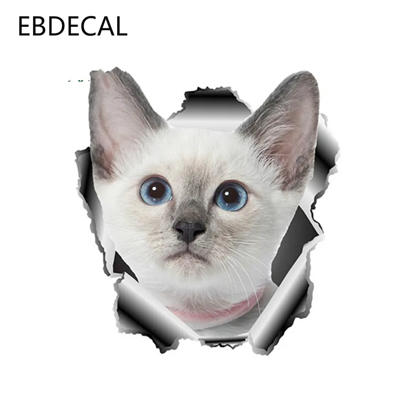 Ebdeckle Белый Кот виниловая наклейка рваные металлические наклейки животное для