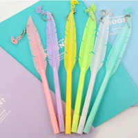 1pc beautiful feather gel pens writing for school supplies stationery cheap items cute kawaii pens stationery items