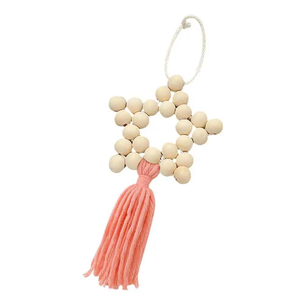 

Nordic Style Wood Bead Five-pointed Star With Tassels Home Decor Childrens Bedroom Wall Decor Hanging Ornament