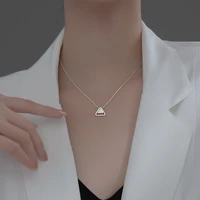 genuine 925 sterling silver triangle geometric pendant necklaces simple box chain necklace fine jewelry for women