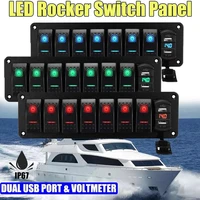 car waterproof marine boat rocker switch panel 8 gang 12v24v circuit breaker dual usb slots light button