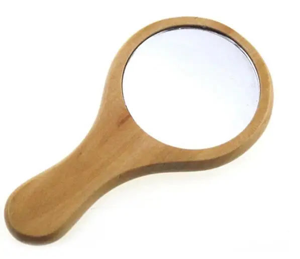 Зеркало деревянное компактное в винтажном стиле с ручкой 1 шт.|Зеркала для