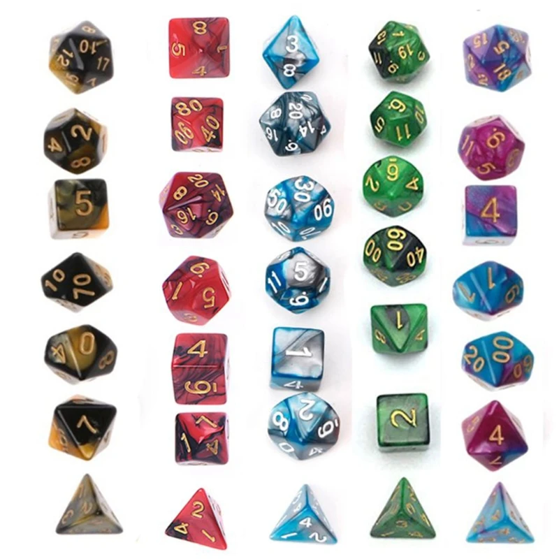 

Полимерные кубики в ассортименте, 49 шт., с мешочком, для игры DND РПГ MTG D4 D6 D8