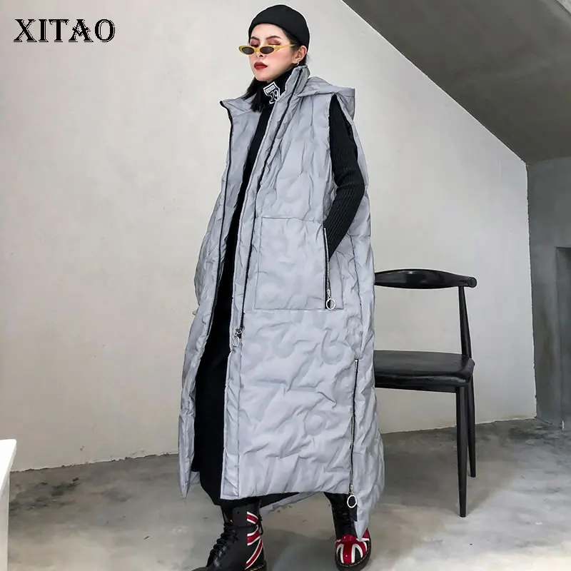 XITAO Tide асимметричный на молнии Раздельный жилет Длинная женская одежда 2019 модный