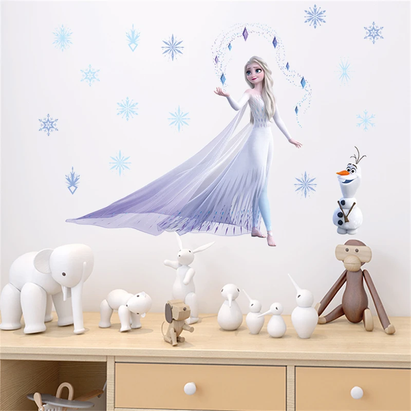 Princess Elsa Oak Wall Decor Sticker For Kid Room Girl Bedroom Vinyl Children Height Chart Decal Self-adhesive Wallpaper Nursery