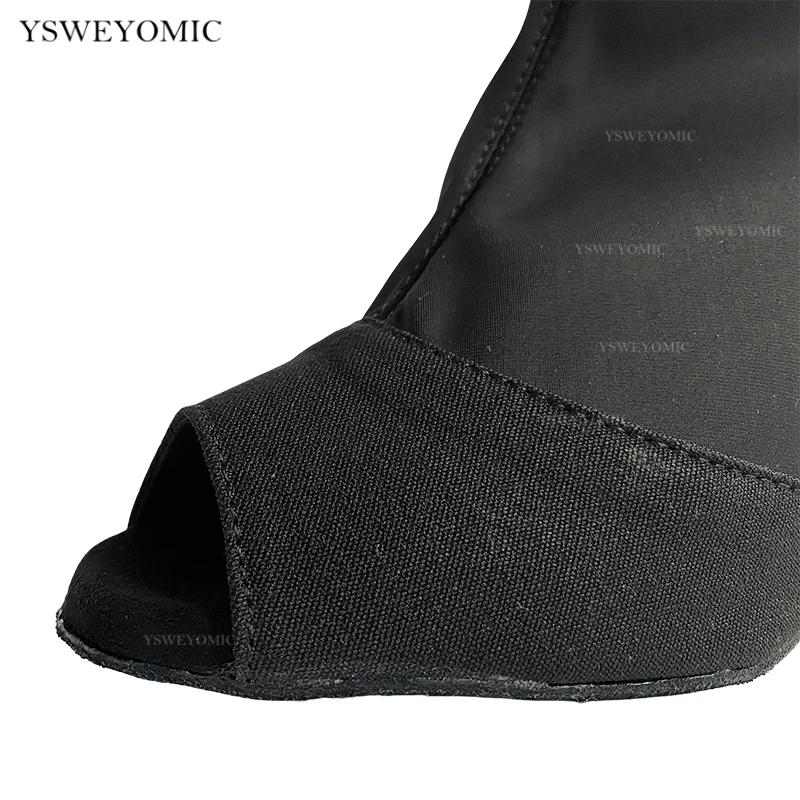 Black Dance Boot Latin Dance Shoes In High 10cm Spiked Heel Very Soft Salsa Bachata Latin Dance Shoes In Sude Outsole