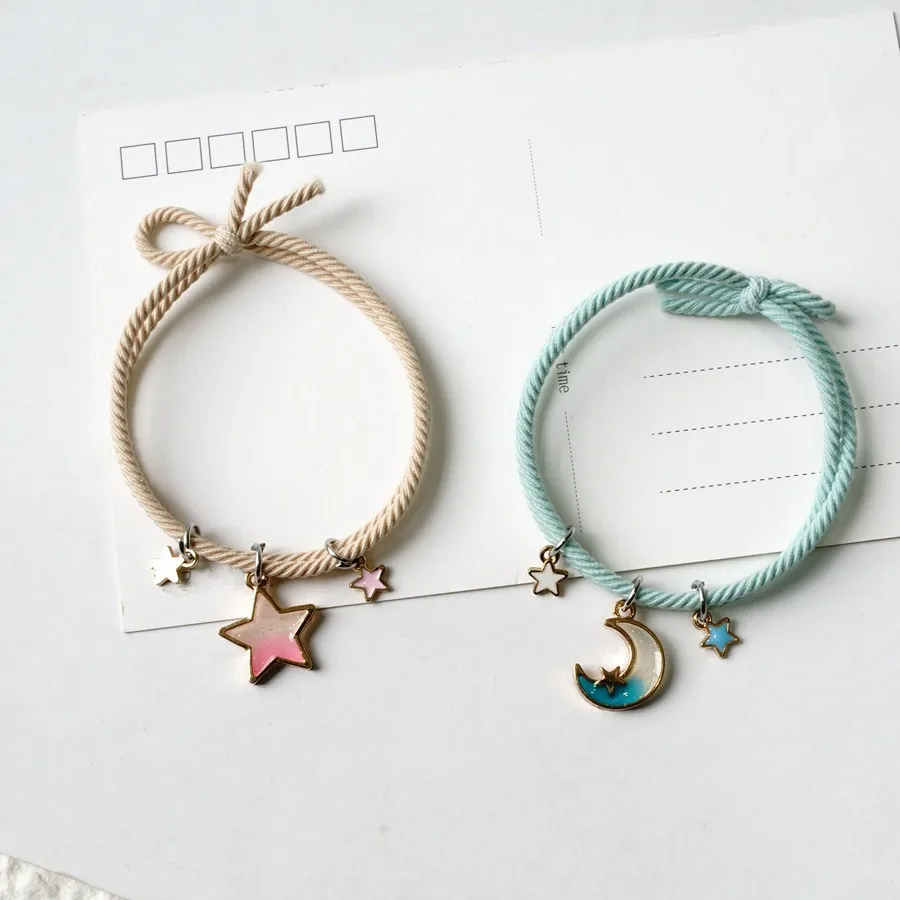 

12Pcs/lot Simple New Universe Head Rope for Women and Girls Star and Crescent Moon Hair Rope