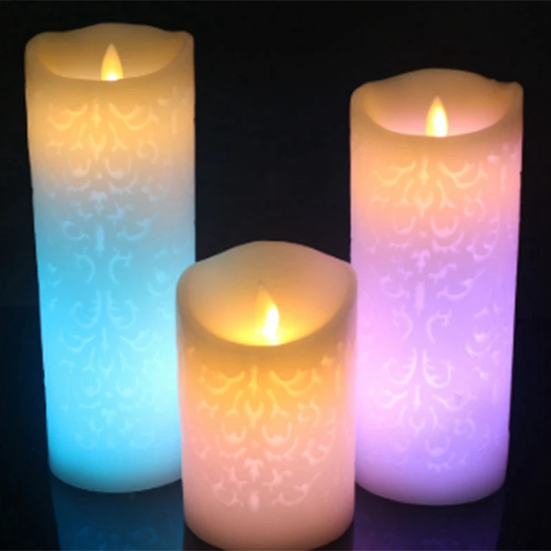

3Pcs Color Change Gradient Led Candles Remote Control Electronic Flameless Breathing Candle Night Lights Wedding Party Decoratio