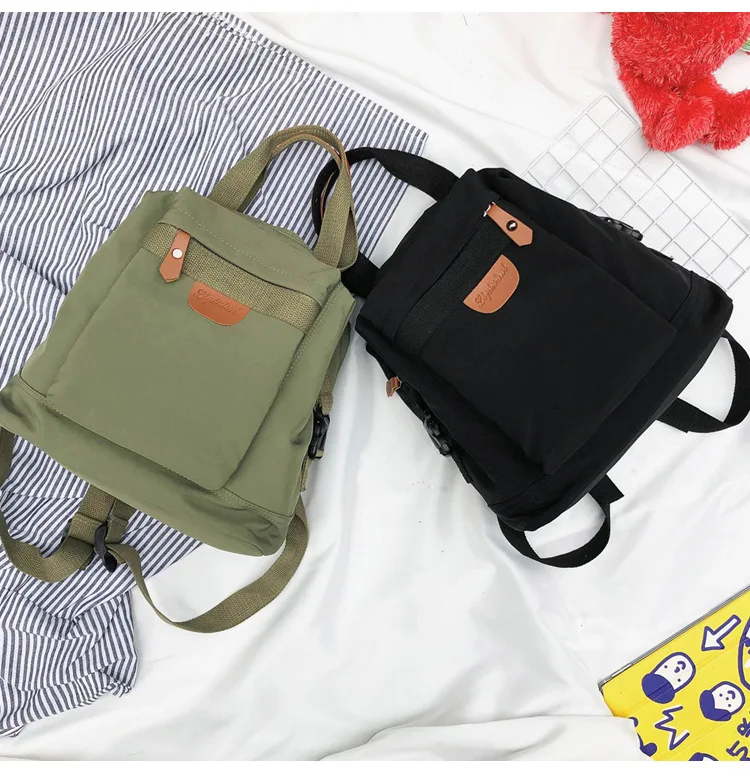 

Cute Student Waterproof Backpack Female Women Vintage School Bag Girl Ladies Nylon Backpack Long Handle Book Bag Fashion Teenage