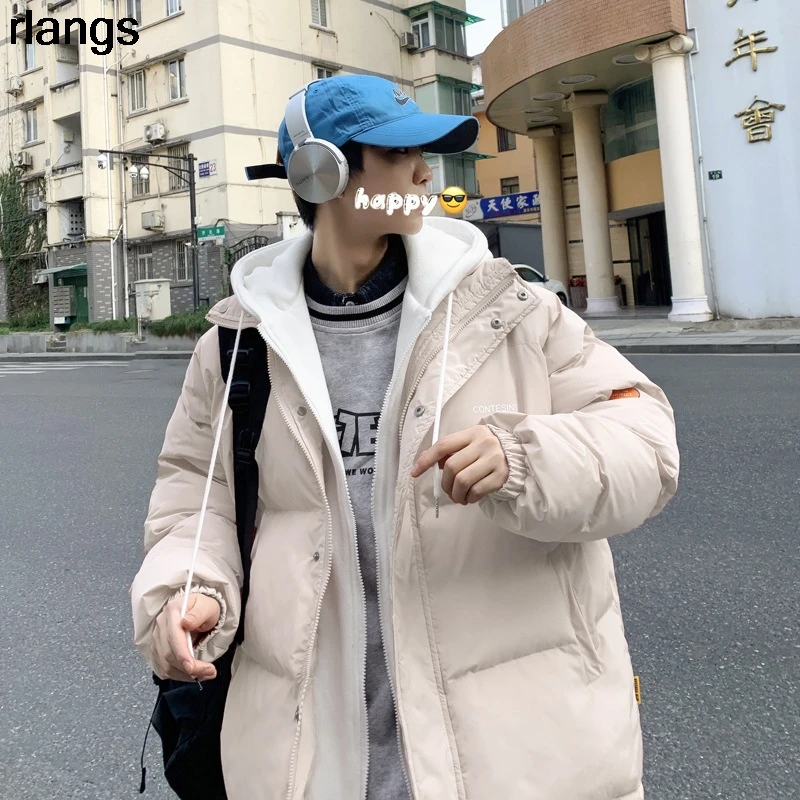 Fake Two-Piece Cotton Clothes Men's Tide Ins Cotton Clothes Winter Thickening New Student Tide Brand Wild Korean Trend Jacket