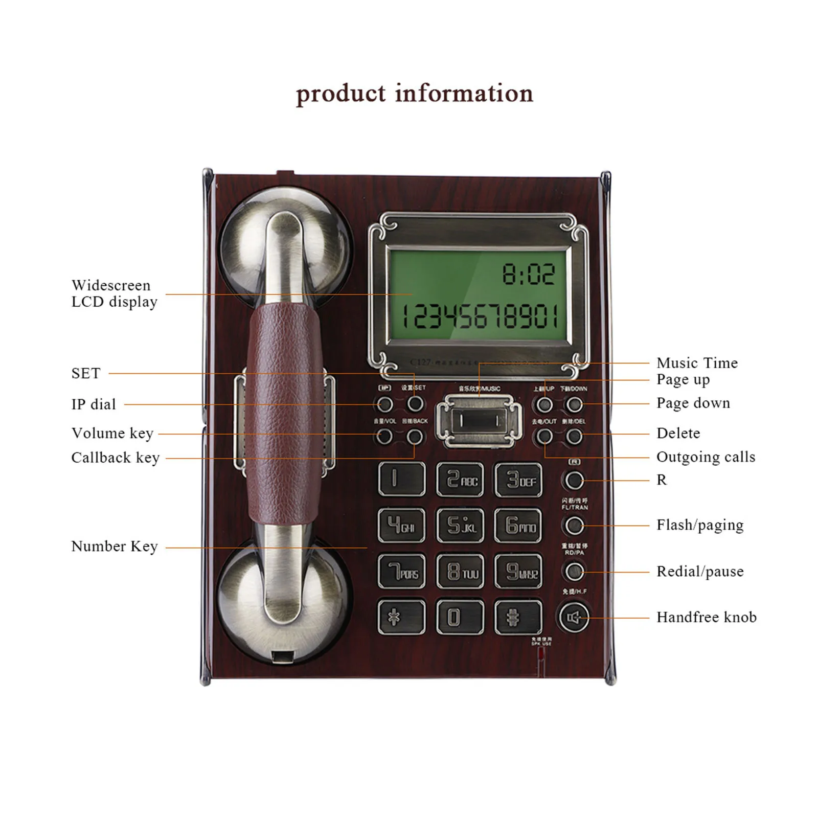 Стационарный проводной винтажный телефон в античном стиле Европейский ретро с