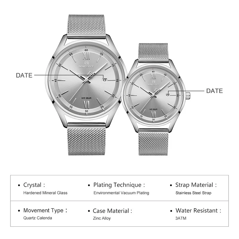 Часы наручные NAVIFORCE мужские/женские кварцевые роскошные модные