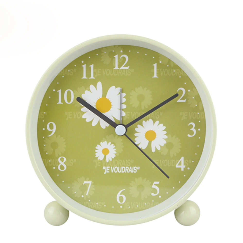 Современные популярные часы будильник модные круглые с цветами для детей