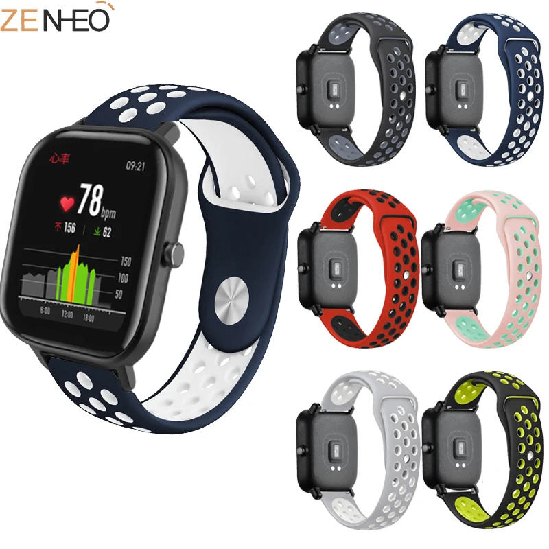 20 мм силиконовый ремешок для Huami Amazfit GTS GTR 42 замена Смарт часы аксессуары Garmin forerunner