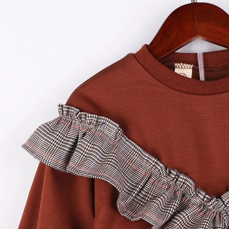 Детская одежда для девочек Cet Осенняя Толстовка с длинным рукавом коричневого