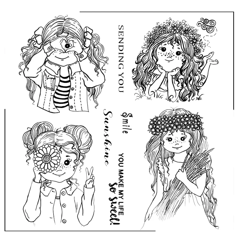 

Cute Girls Clear Stamps Scrapbooking Crafts Decorate Photo Album Embossing Cards Making Clear Stamps New
