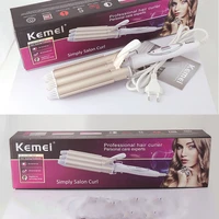 kemei km 1010 curling iron ceramic triple barrel hair style hair waver styling tool 110 220v hair curler electric curling
