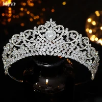 5a level cubic zirconia wedding crowns queen cz zircon heart shape bridal pageant tiaras party headpiece hair accessories