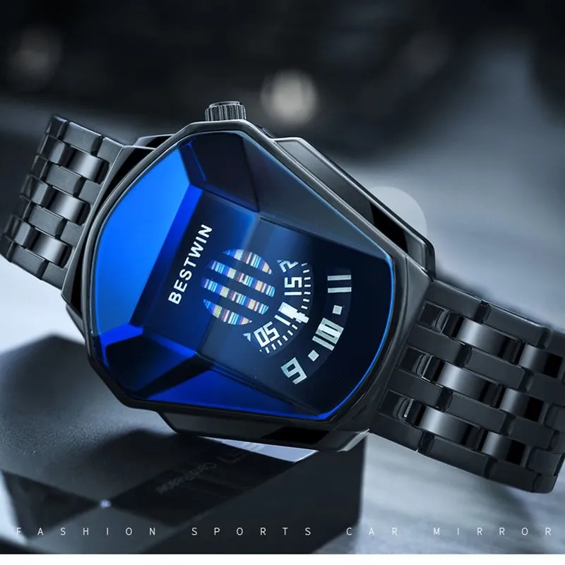 

Top Brand Men Business Watches Diamond Style Quartz Watch Waterproof Fashion Steel Band Quartz Watch Men Women