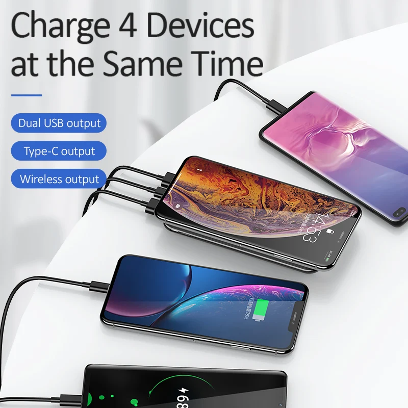 USAMS power Bank 10000 мАч QC3.0 PD Быстрая зарядка беспроводное зарядное устройство присоска