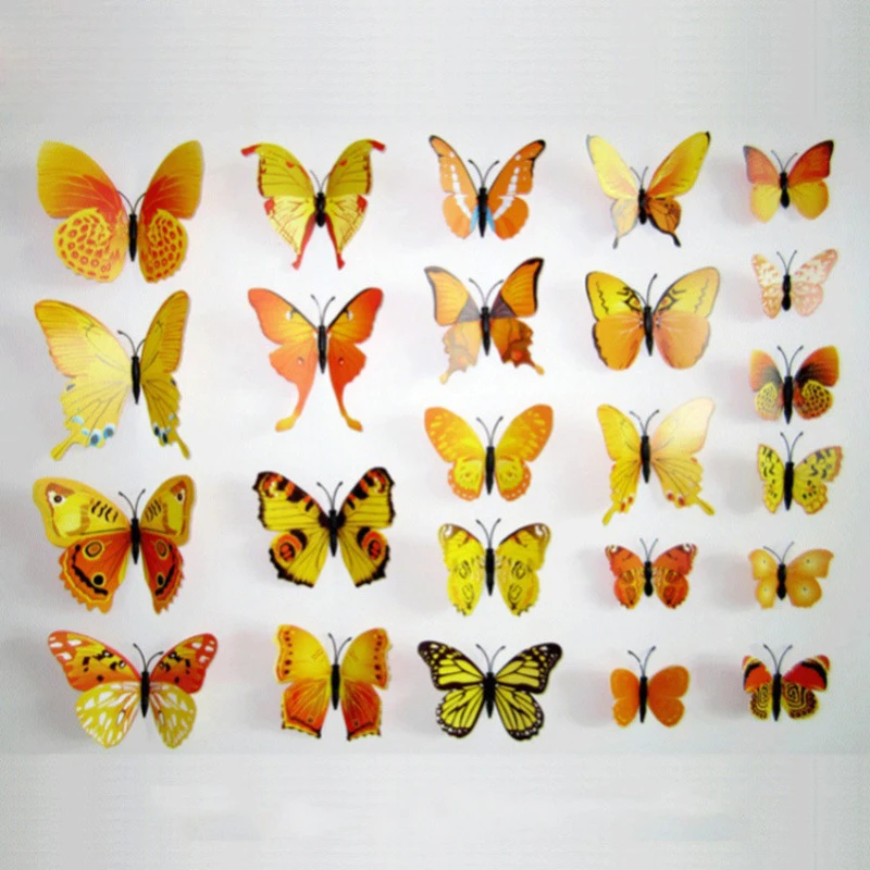 12 шт. в упаковке синий и красный цвета Бабочка наклейки на стену для детей