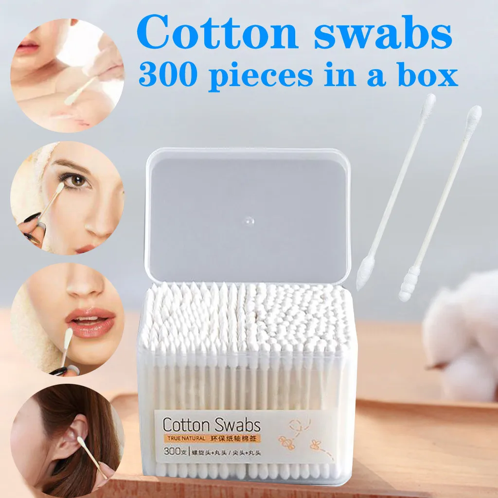 ГОРЯЧАЯ 300 шт двухголовые тампоны гигиенические ватные палочки для макияжа