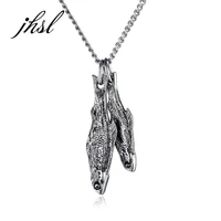jhsl hiphop men fish necklace pendants stainless steel silver color fashion jewelry dropship wholesale