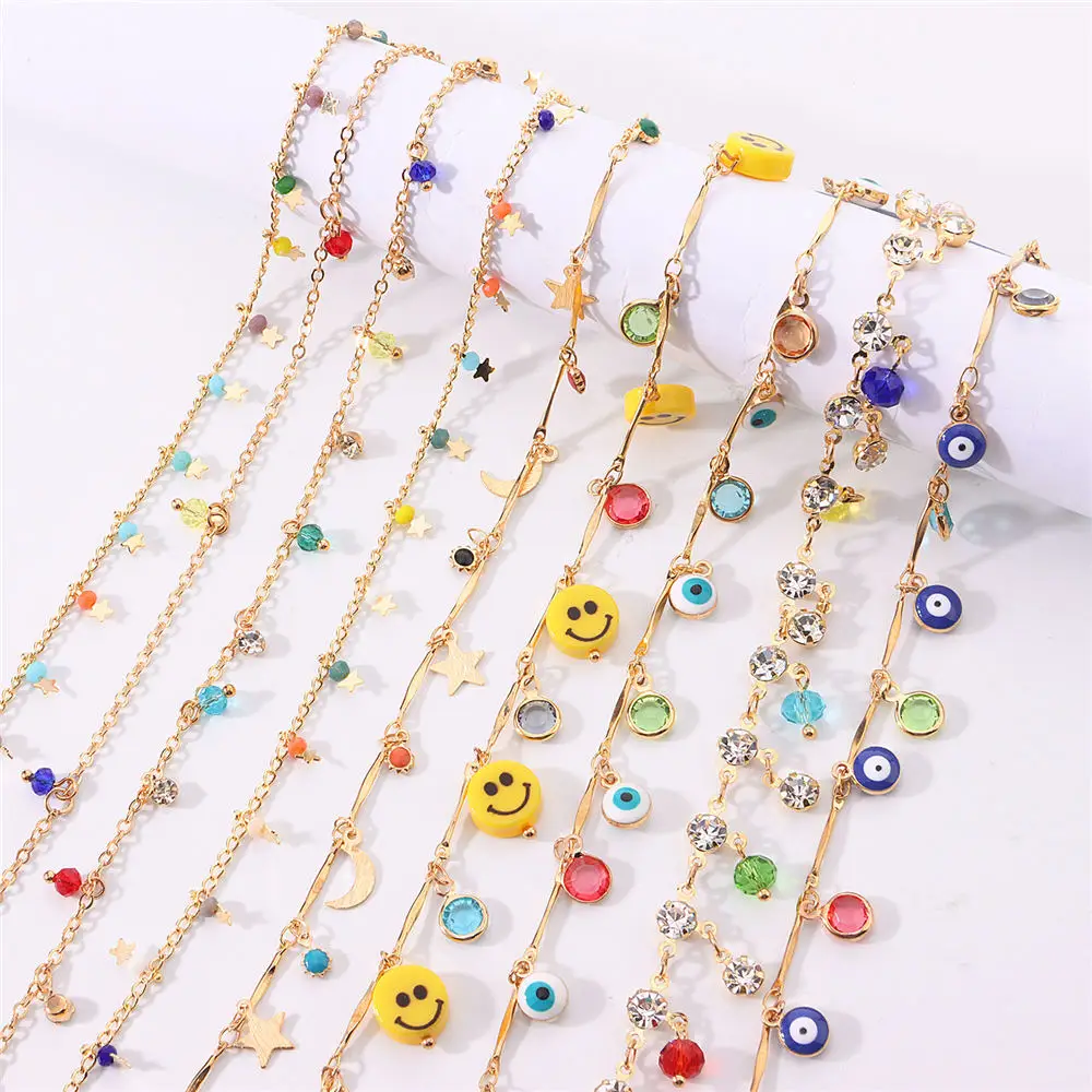 Мода смайлик с клипсами Дурной глаз красочные крошечные бусины кулон ножные