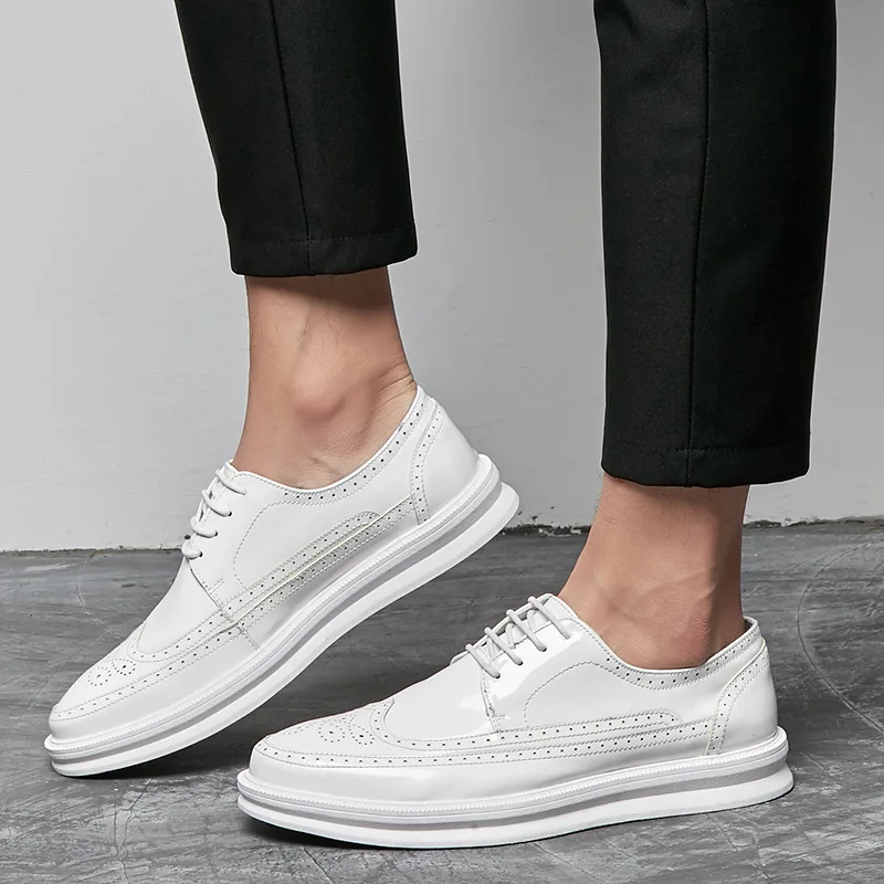 Мужские Роскошные модные свадебные вечерние платья из лакированной кожи обувь