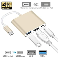 3 in 1 usbc to hdmi compatble converter for apple macbook monitor 3 0 type c switcher 30hz 4k hab adaptor splitter dock station