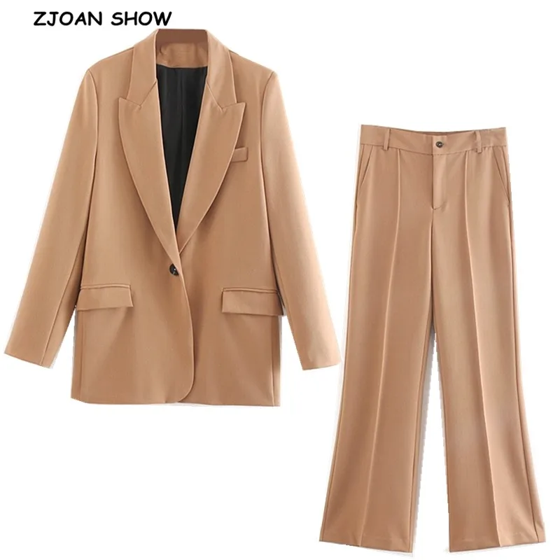 Новинка 2019 Осенний Блейзер на одной пуговице цвета хаки с высокой талией