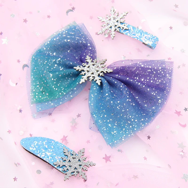 

3Pcs/Set Starry Sky Christams Hairpins Children Snowflake Glitter Hair Bows Barrettes Hair Clip for Girls Kid Hair Accessories