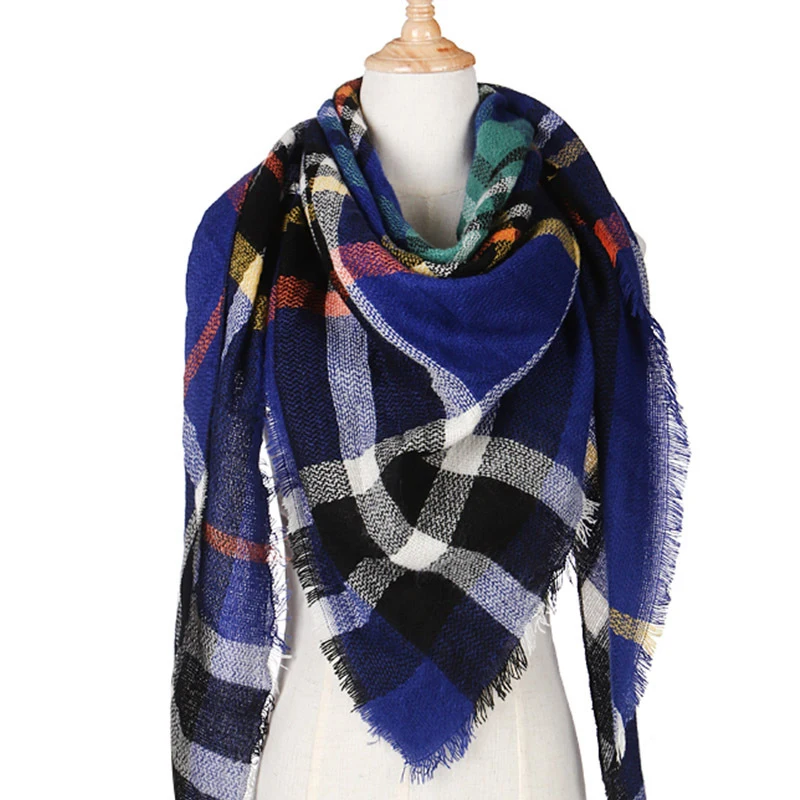 2019 Новый женский треугольный зимний шарф клетчатый теплый кашемировый женские