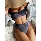 Купальник-Бикини Tie Dye 2021, женский купальник, Женский комплект бикини с высокой талией, пляжная одежда, купальный костюм, женское бикини