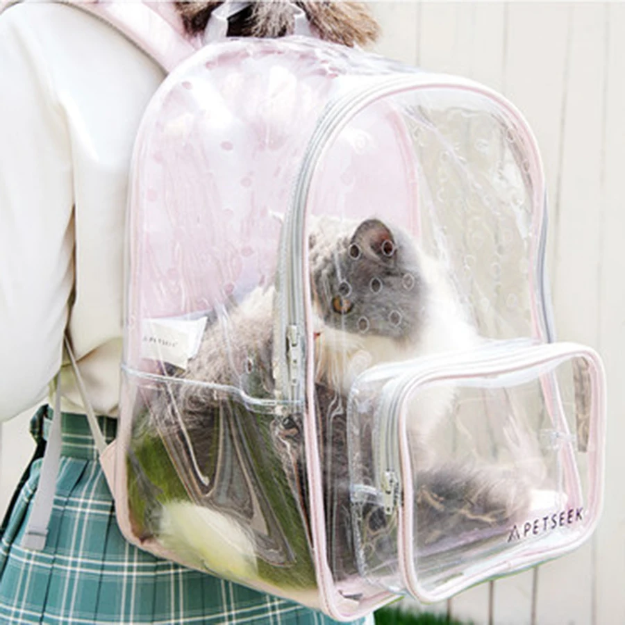 Прозрачный рюкзак для кошек женская сумка переноска щенков большой питомцев