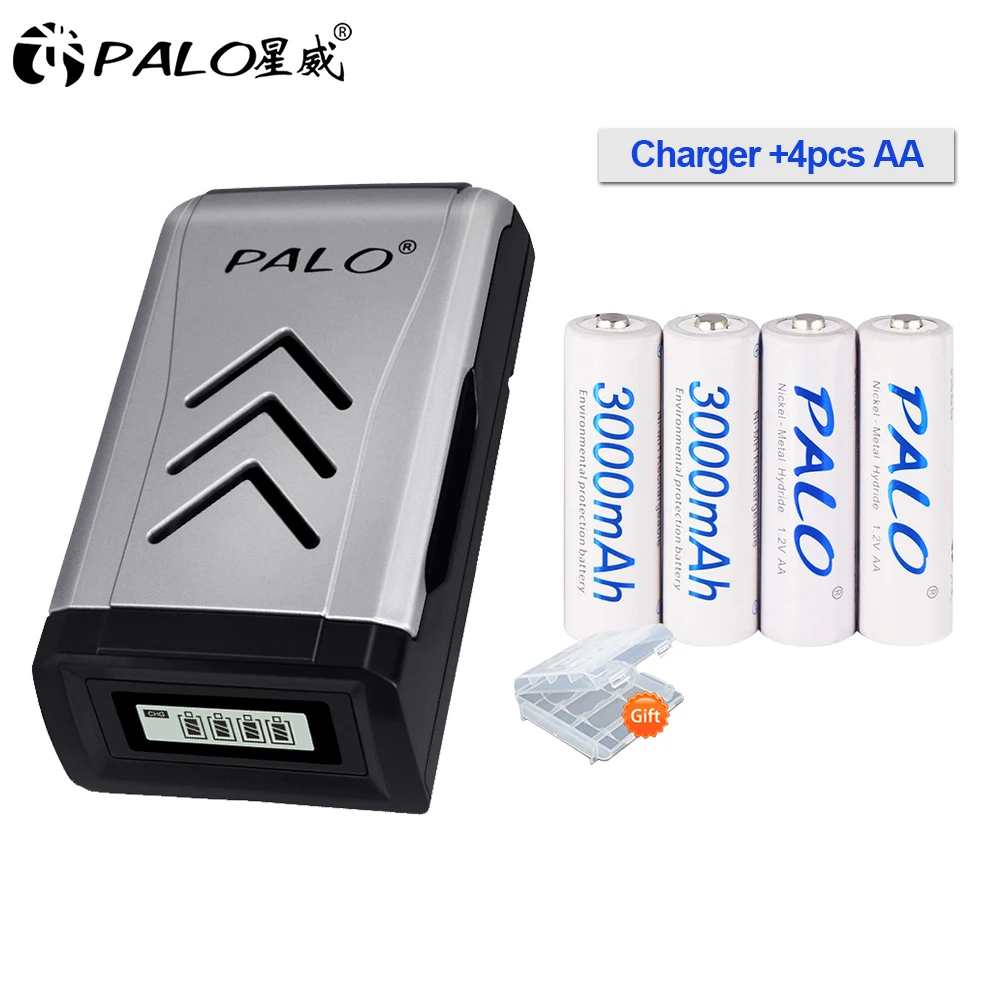 3000 мАч AA перезаряжаемая батарея/AAA батарея 1100 + USB ЖК смарт-зарядное устройство для