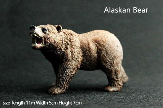 Alaska brown bear Оригинальная натуральная дикая джунгли, ферма, животное, птица, серия, леопард, кошка, пантера, ягуар, Коллекционная модель, детская игрушка, подарок для детей - Цвет: Alaska brown bear