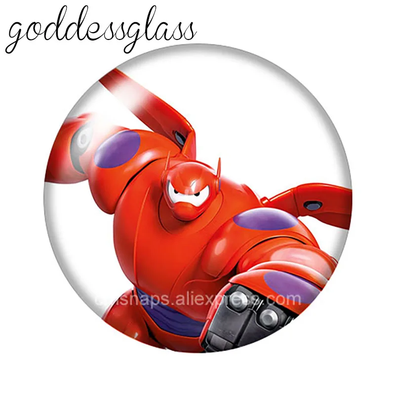 Disney с буквенным принтом Большой Герой 6 Baymax/Хиро 10 шт. круглый фото стекло кабошон
