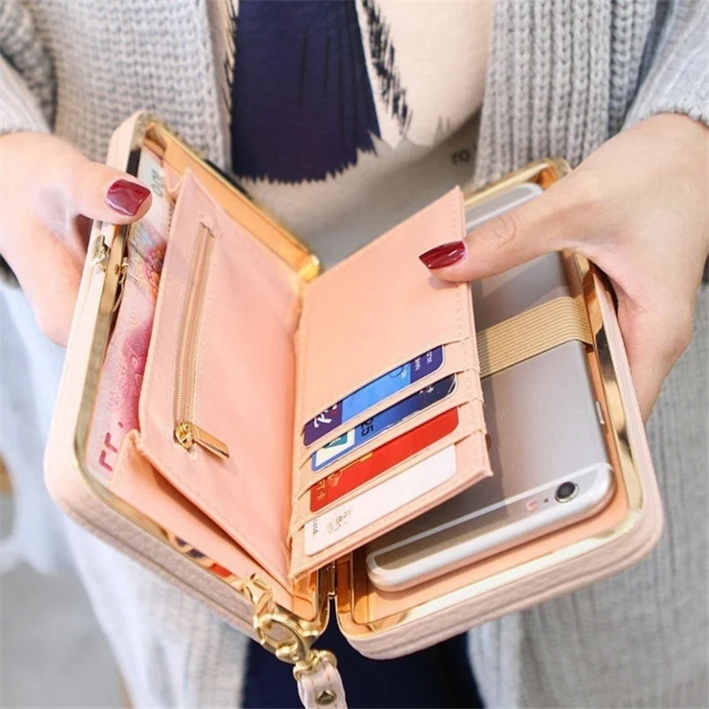 

[LFMB]Wallet Female Women's Wallet Snap Coin Purse Phone Bag Bow Multi-card Bit Card Holder Purse Women Luxury Billetera Mujer