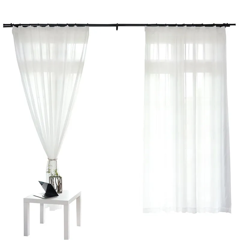 

High-end White Chiffon Window Screen for Living Room Bedroom Study Tulle Translucent Opaque High-end Curtain Tulle Customization