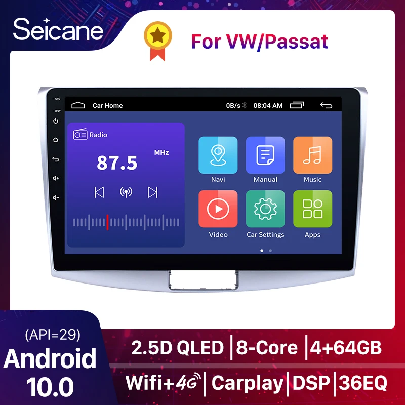 

Seicane QLED Android 10 Car Radio For VW/Volkswagen/Passat B7 CC B6 Car Multimedia RAM 4GB CANBUS Camera DSP GPS 2.5D No 2din