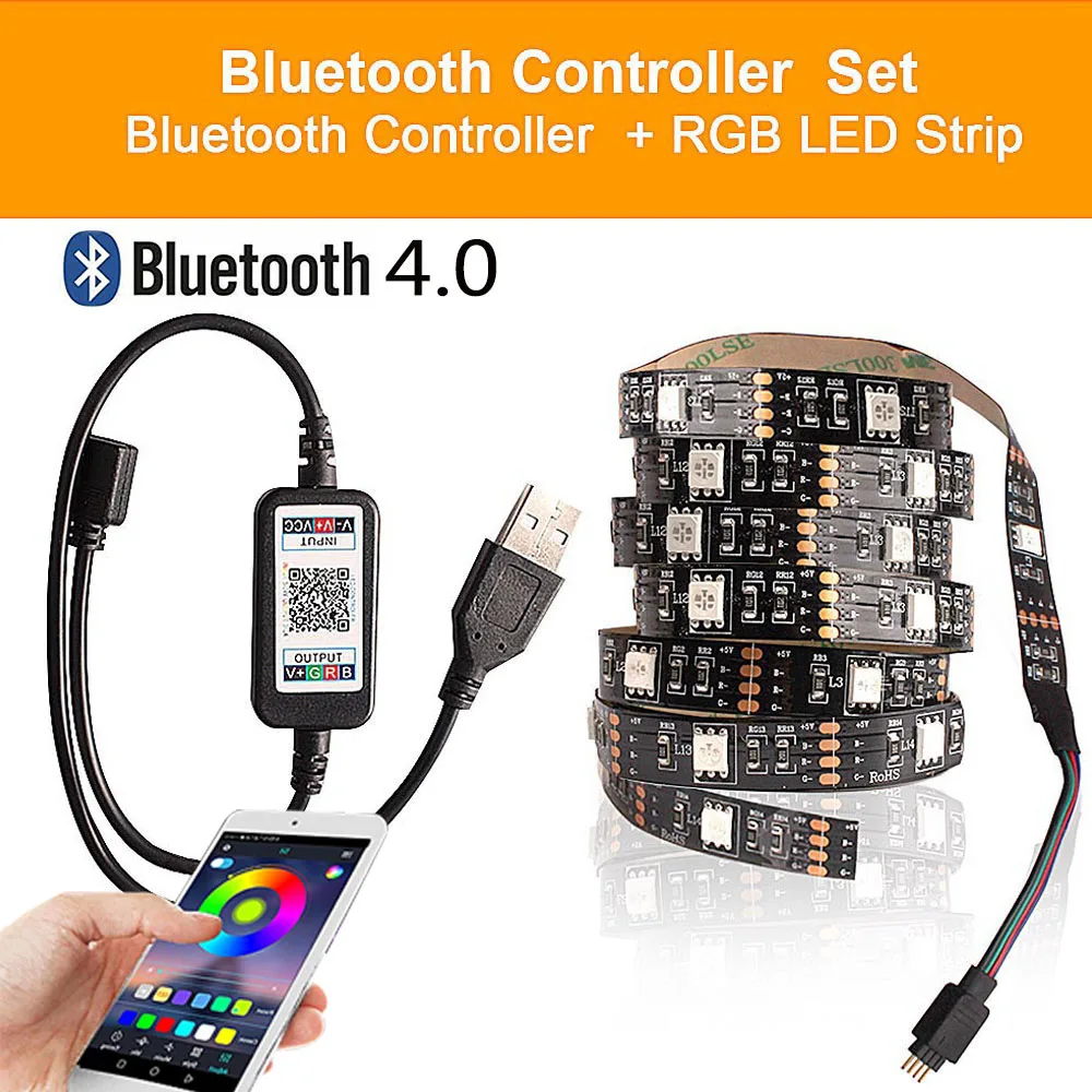 Bluetooth Controller USB светодиодный светильник для кухни под шкафами RGB Светодиодная лента DC 5 В SMD 5050 ТВ фоновое освещение шкаф лампа с пультом дистанционного управления - Цвет: Bluetooth Controller