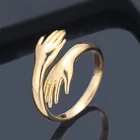 Элегантное открытое кольцо золотого цвета для женщин, Симпатичные креативные кольца для обнимающих любовь, регулируемые ювелирные изделия A942