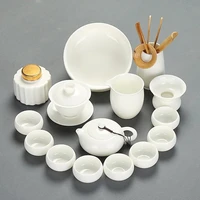 high grade dehua white porcelain jade porcelain kung fu tea set home boutique teapot tea cup cover bowl tea tray complete