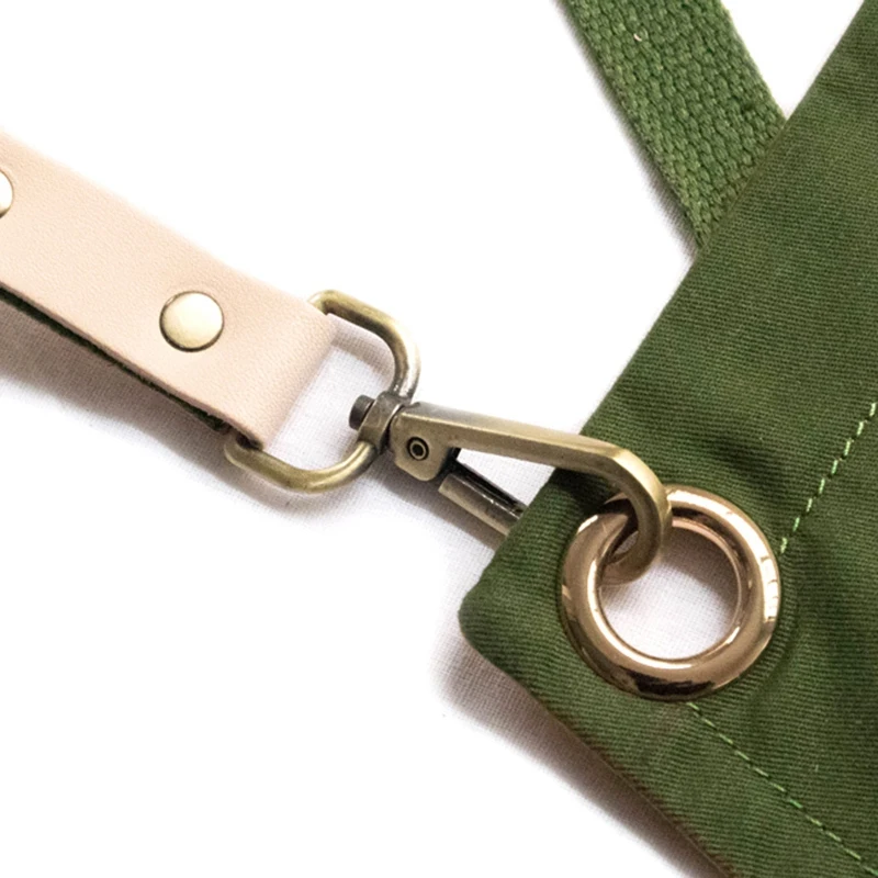 

2 Pcs Double-Sided Leather Apron Floral Artist Gardening Pet Shop Barista Workwear, Green-Yellow & Green-Coffee