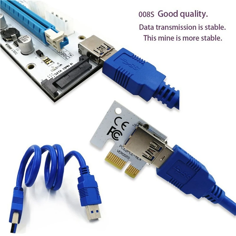 Ver 008S Pci-E Riser Express 1X к 16X Usb 3 0 удлинитель изображения | Компьютеры и офис