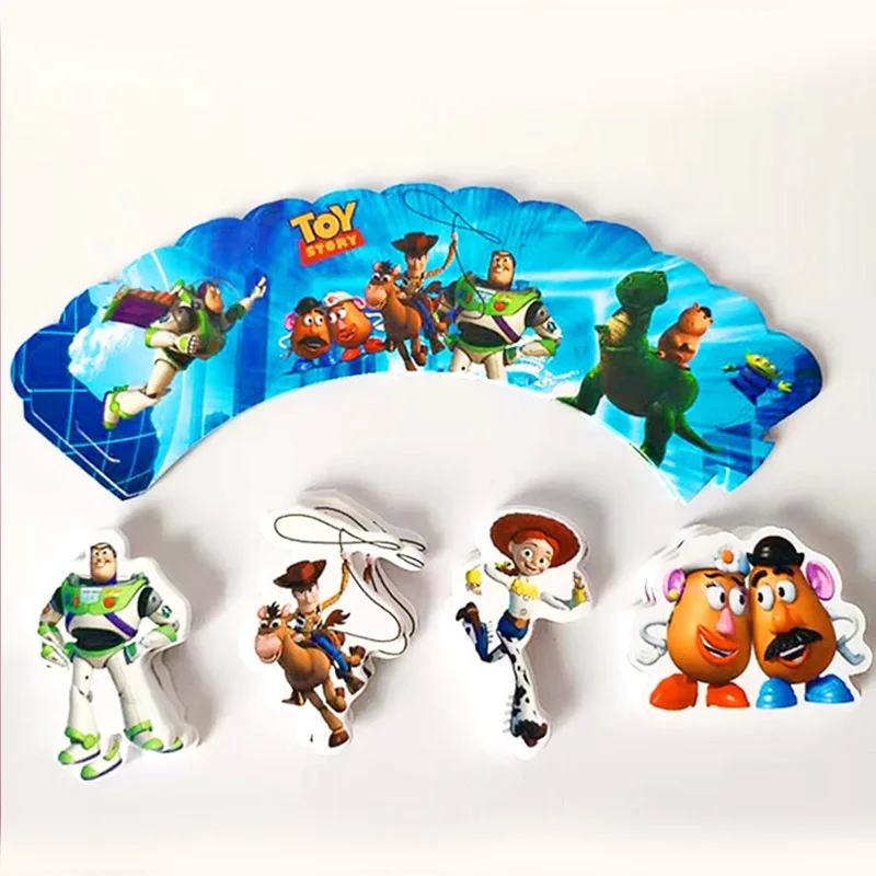 24 шт. (12 оберток + 12 топперов) Дисней История игрушек кекс обертки и топперы