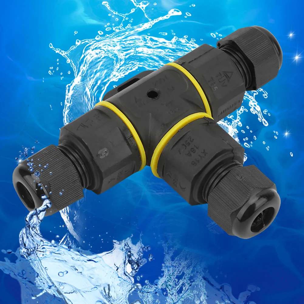 Водонепроницаемый Т образный Кабельный соединитель IP68 3 контактный