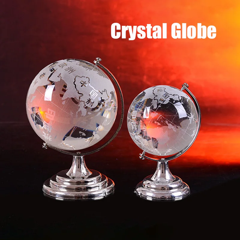

Creative Earth World Globe Model Figurines Ornaments Glass Crystal Ball Table Crafts Home Decoration Kids Toy Students Gifts