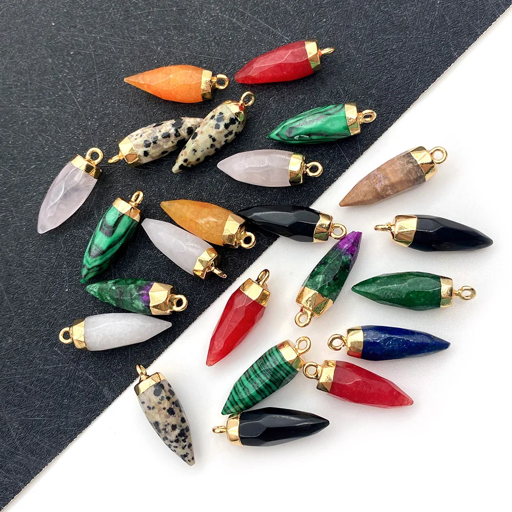 

3pcs/bag Faceted Pendant Natural Stone Tapered Necklace Multicolor Jewelry DIY Handmade Necklace Accessories Jewelry Wholesale